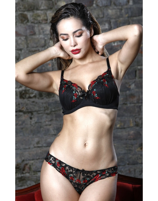 Grace Big Size Plunge Bra, Siyah Dantelli Konforlu Ve Şık Sütyen