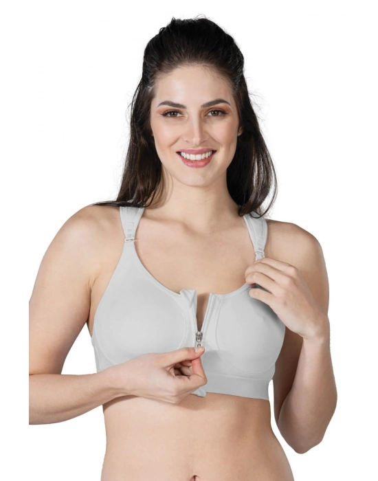 Gri Mı Emay 184 B Önden Fermuarlı Sporcu Penye Sütyen