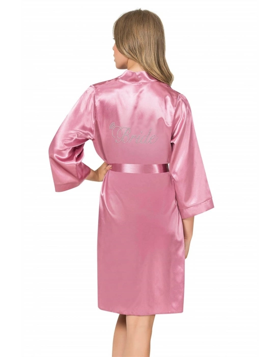 Gül Kurusu Kısa Saten Bride Sabahlık