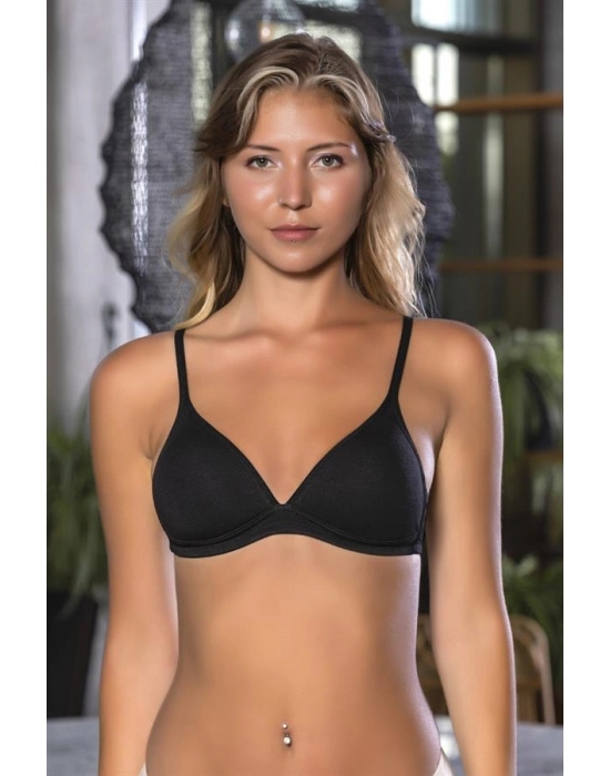 Günlük Kullanıma Uygun Pamuklu Üçgen Sütyen Siyah (brf1960)