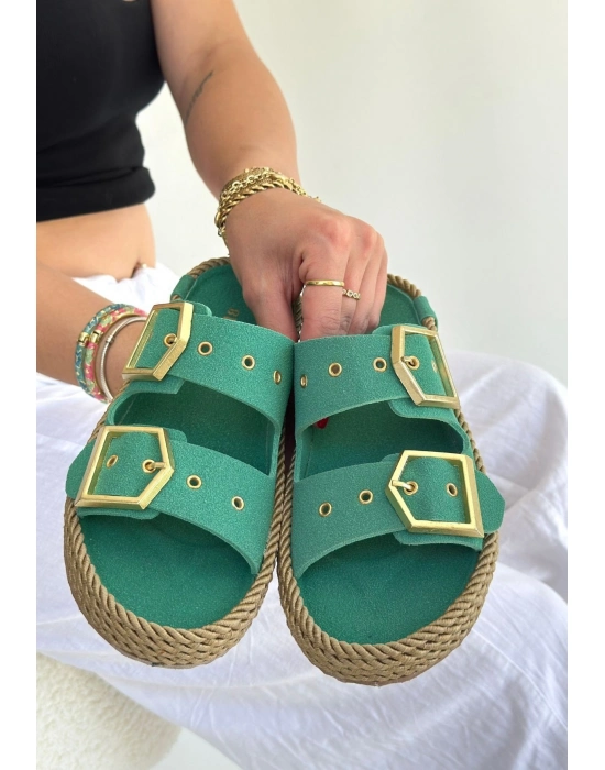 İces Yeşil Nubuk Terlik - Bamido