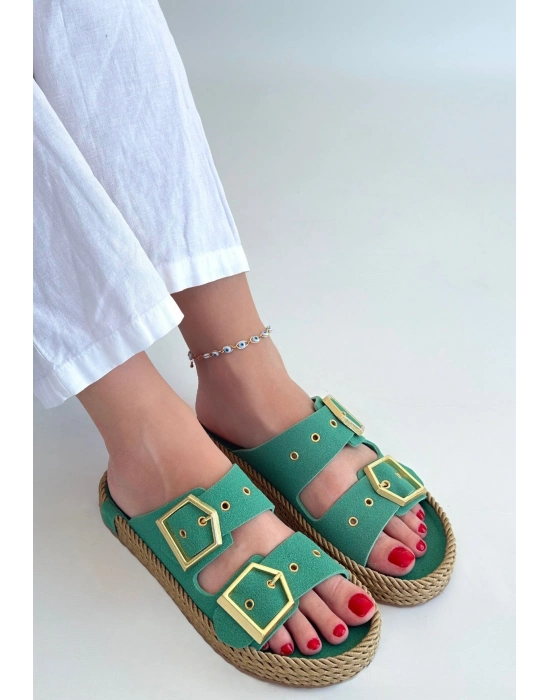 İces Yeşil Nubuk Terlik - Bamido