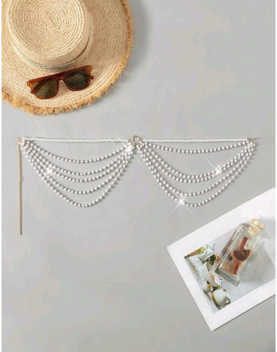 İnci Şıklığıyla Plajlarda Parla – Ayarlanabilir Bikini Zincir Aksesuarı