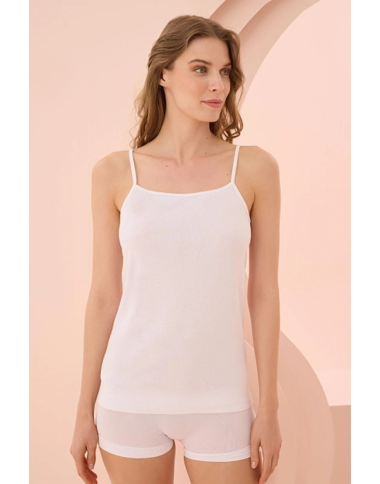 İp Askılı Beyaz Ribana Atlet