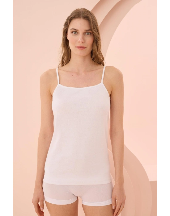 İp Askılı Beyaz Ribana Atlet