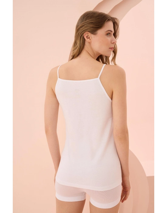 İp Askılı Beyaz Ribana Atlet