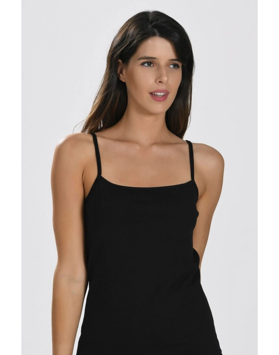 İp Askılı Siyah Ribana Atlet