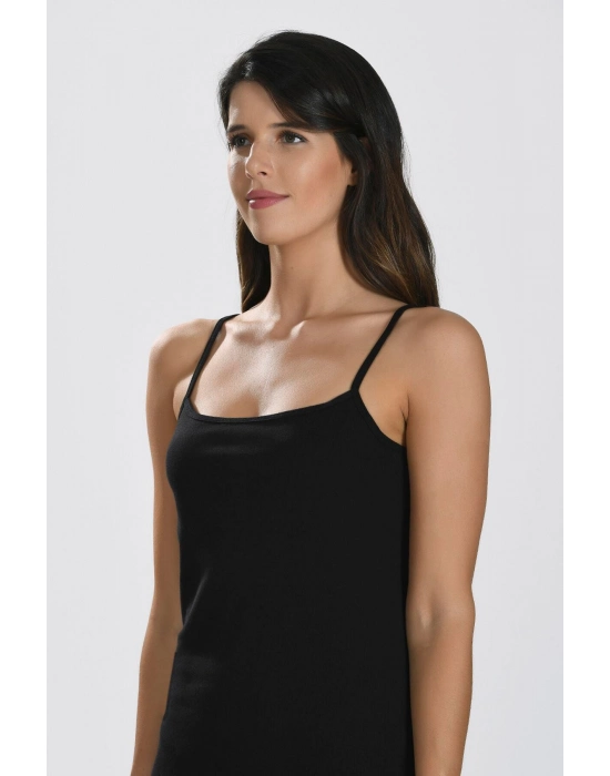 İp Askılı Siyah Ribana Atlet