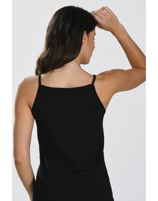 İp Askılı Siyah Ribana Atlet