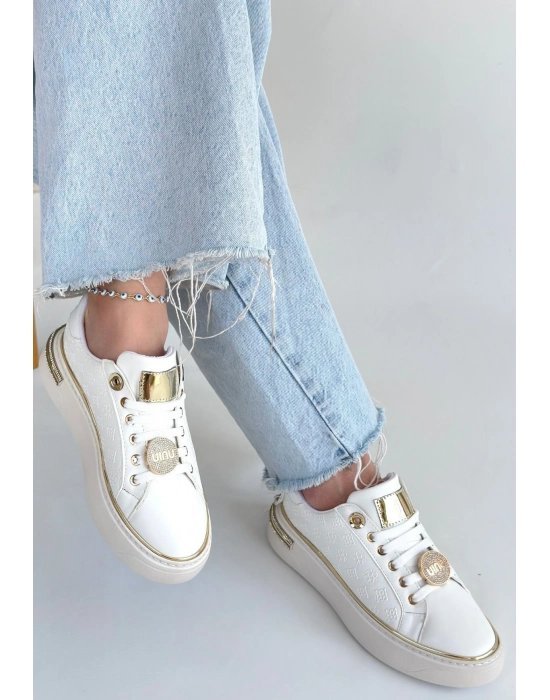 Jlar Beyaz Cilt Bağcıklı Spor Ayakkabı - Bamido