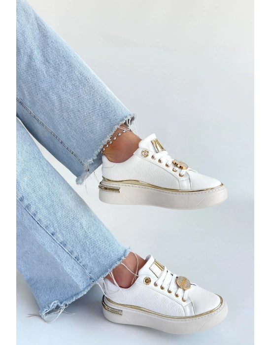 Jlar Beyaz Cilt Bağcıklı Spor Ayakkabı - Bamido