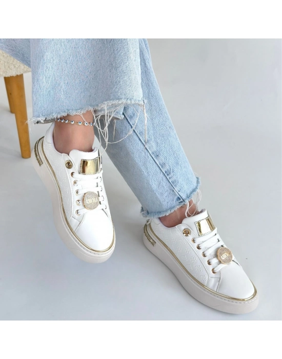 Jlar Beyaz Cilt Bağcıklı Spor Ayakkabı - Bamido