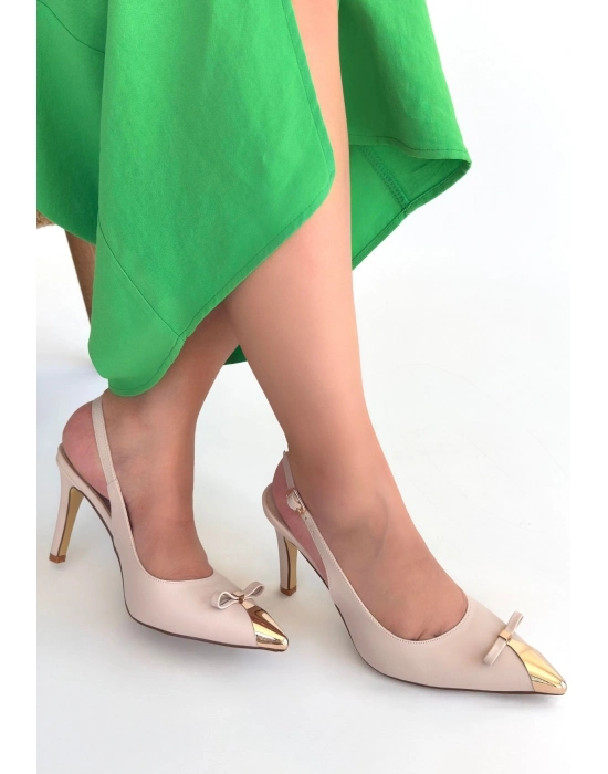 Joye Bej Cilt Topuklu Ayakkabı - Bamido