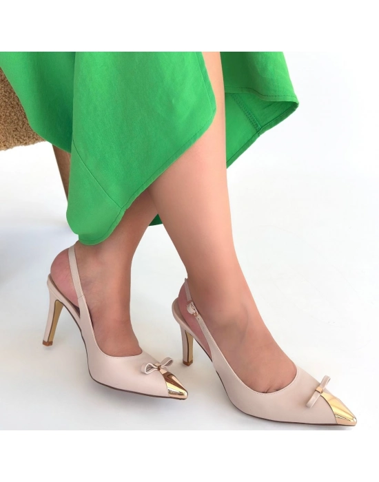 Joye Bej Cilt Topuklu Ayakkabı - Bamido