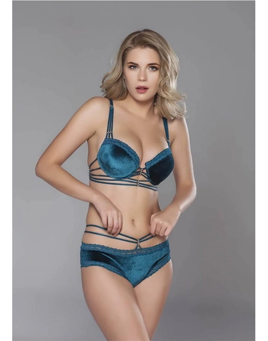 Kadın 284 Kadife Push Up Destekli Sütyen Takımı