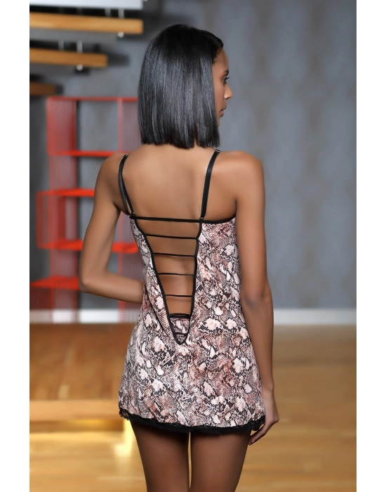 Kadın 307 Yılan Desen Gecelik Ve String Takım