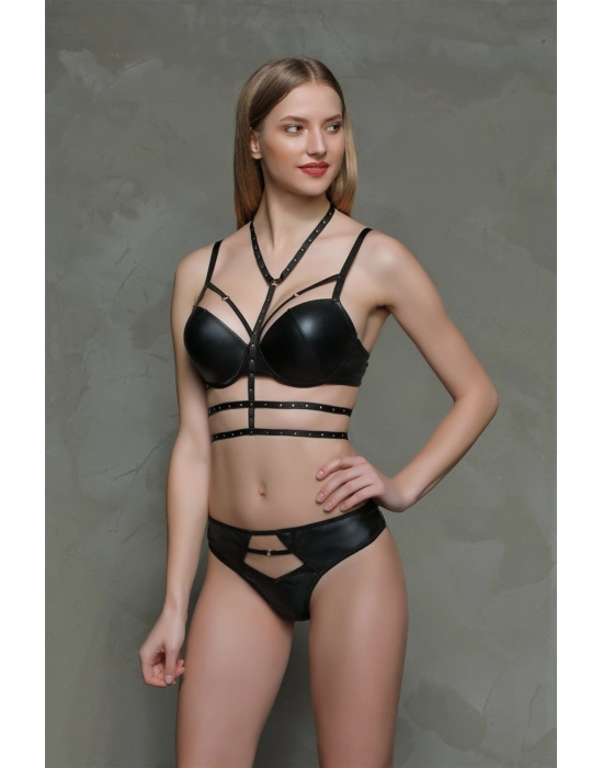 Kadın 322 Deri Görünümlü Destekli Sütyen Takımı