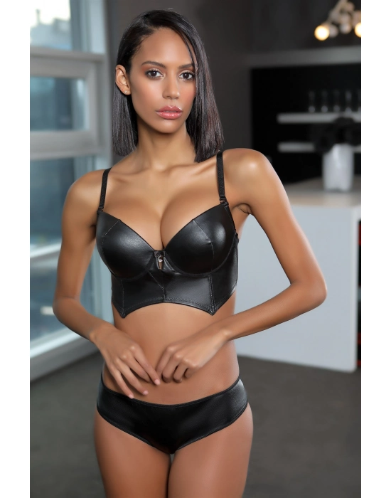 Kadın 323 Destekli Deri Görünümlü Sütyen Takımı