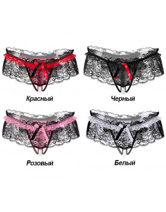 Kadın Kırmızı Fiyonklu Seksi Külot