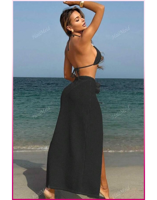 Kadın Siyah Askılı İncili Mayo Takımı