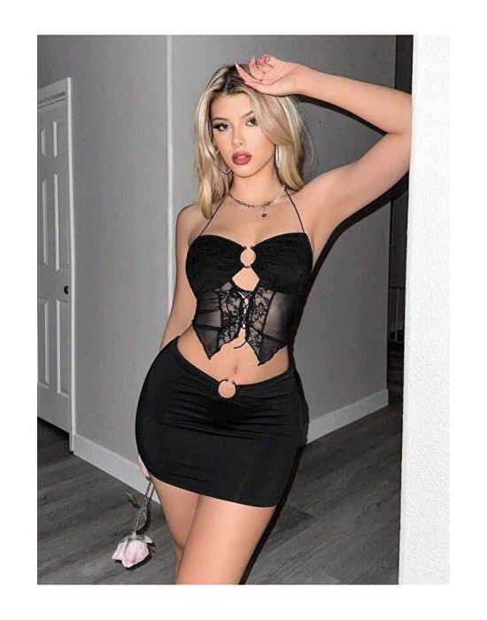 Kadın Siyah Crop 5085