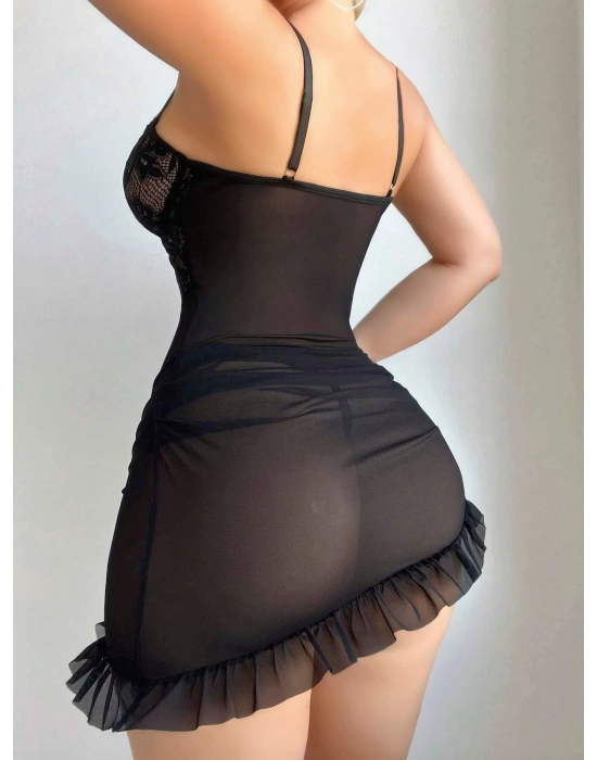 Kadın Siyah Fantezi Gecelik Tül Fantezi Gecelik 2210