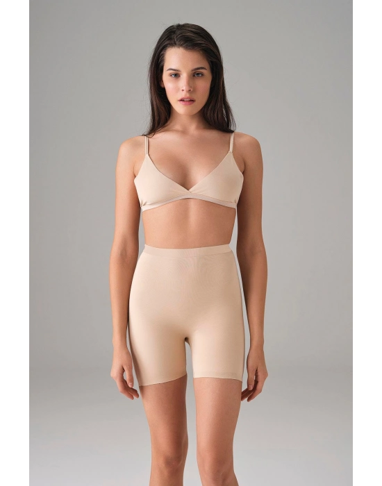 Kadın Ten Dikişsiz Popo Açık Kalça Dikleştirici Kısa Tayt Şort 8303