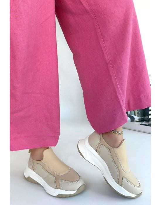 Kendy Bej Cilt Spor Ayakkabı - Bamido