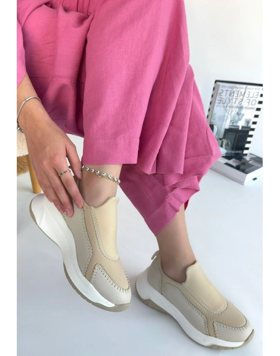 Kendy Bej Cilt Spor Ayakkabı - Bamido