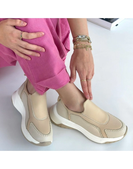 Kendy Bej Cilt Spor Ayakkabı - Bamido