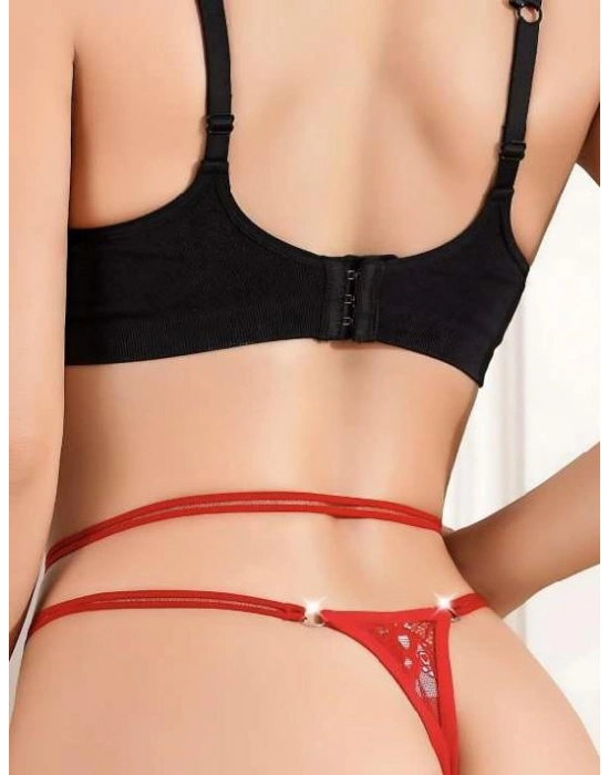 Kırmızı 2 İpli Fantezi String Tanga