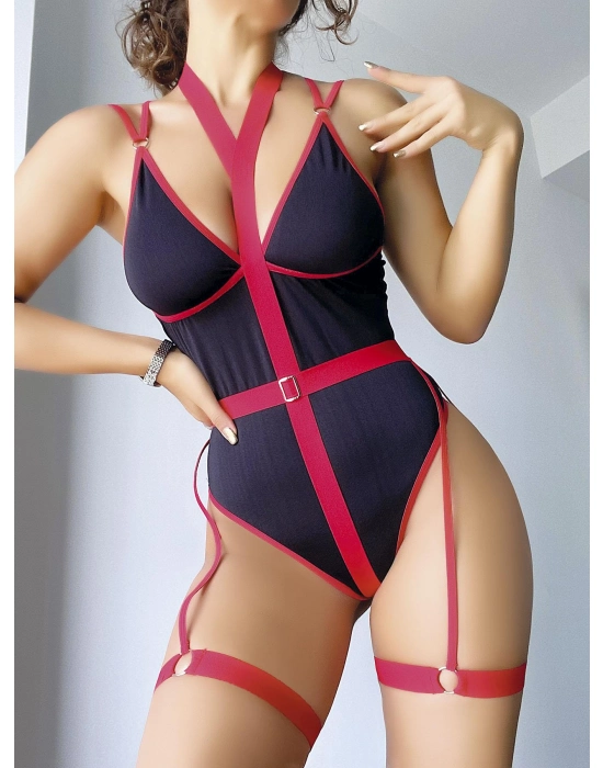 Kırmızı Şeritli Fantezi Mayokini