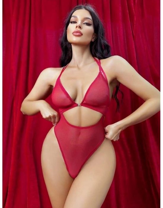 Kırmızı Transparan Fantezi Babydoll