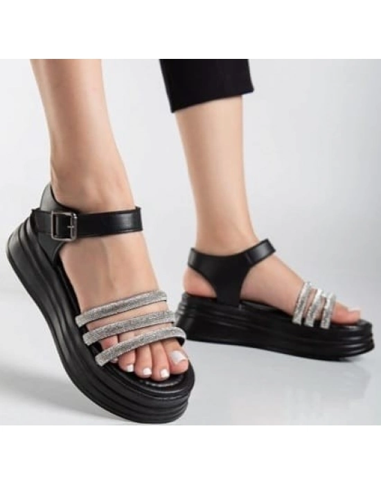 Lalen Siyah Kemerli Sandalet - Bamido