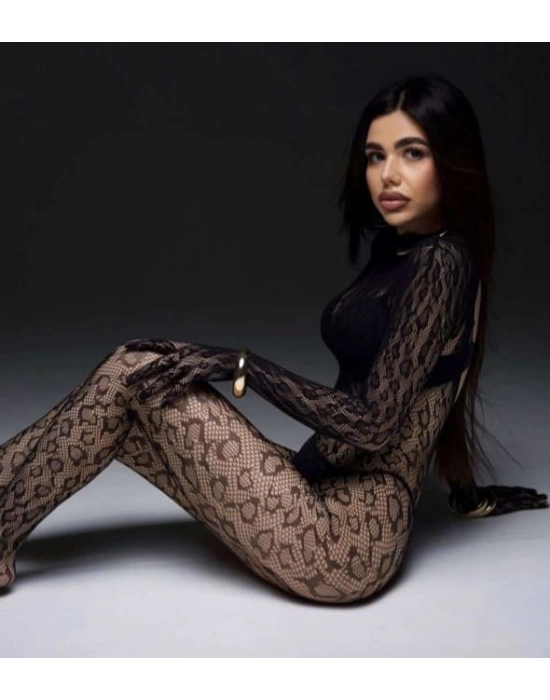 Leopar Desen Vücut Çorabı