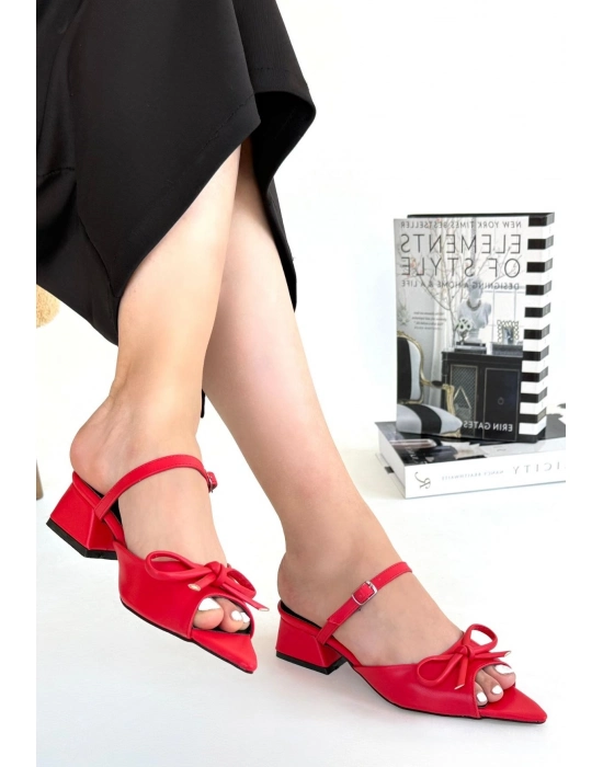 Lotta Kırmızı Cilt Topuklu Ayakkabı - Bamido