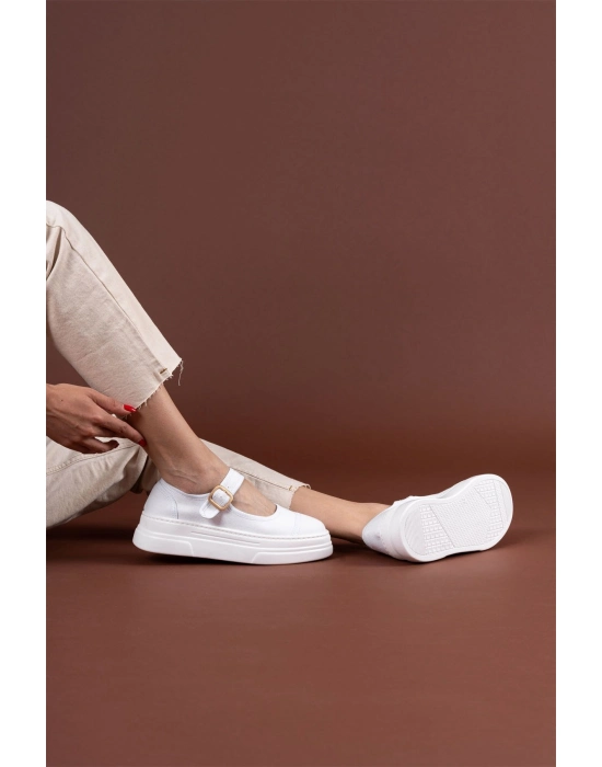 Lunni Beyaz Keten Spor Ayakkabı - Bamido