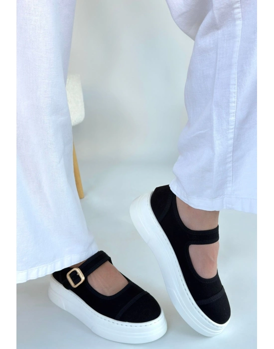 Lunni Siyah Keten Spor Ayakkabı - Bamido