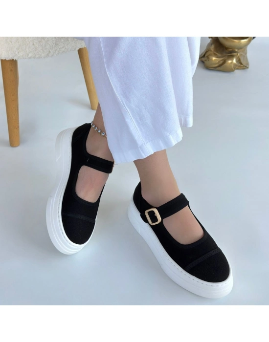 Lunni Siyah Keten Spor Ayakkabı - Bamido