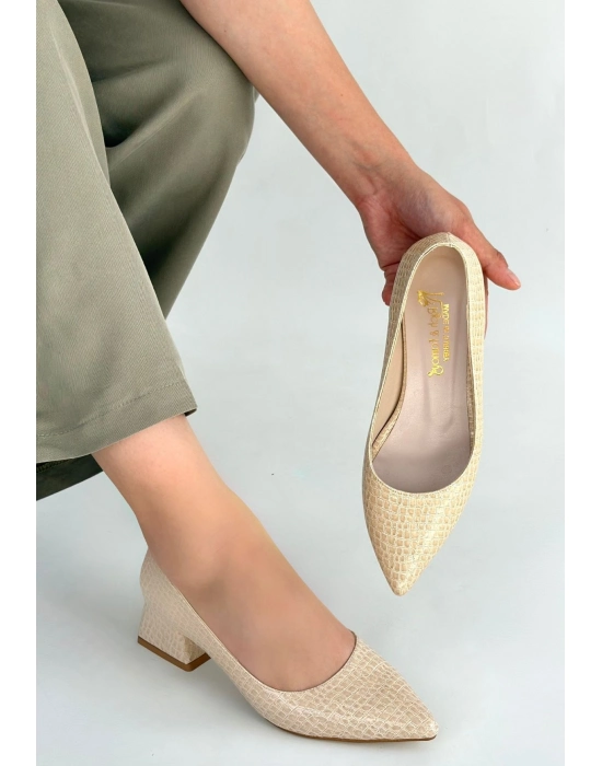 Meort Bej Rugan Topuklu Ayakkabı - Bamido