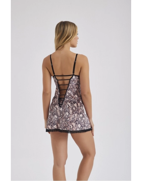 Moonlight 307 Yılan Desen Gecelik Ve String