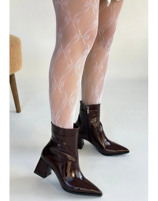 Mosy Bordo Rugan Topuklu Bot - Bamido