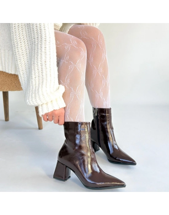 Mosy Bordo Rugan Topuklu Bot - Bamido