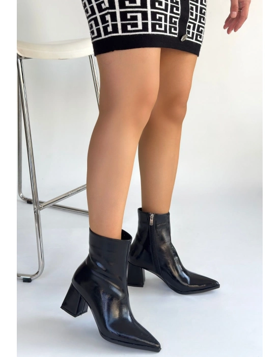 Mosy Siyah Rugan Topuklu Bot - Bamido