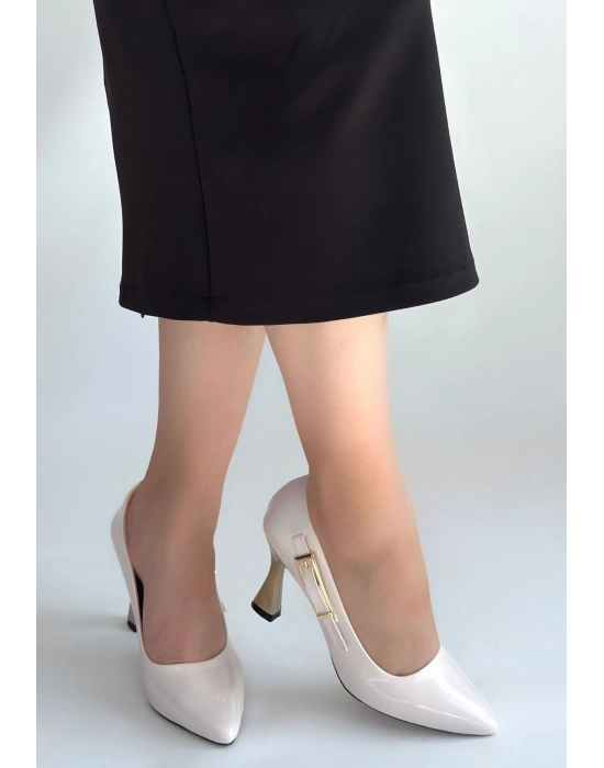 Motya Bej Rugan Topuklu Ayakkabı - Bamido