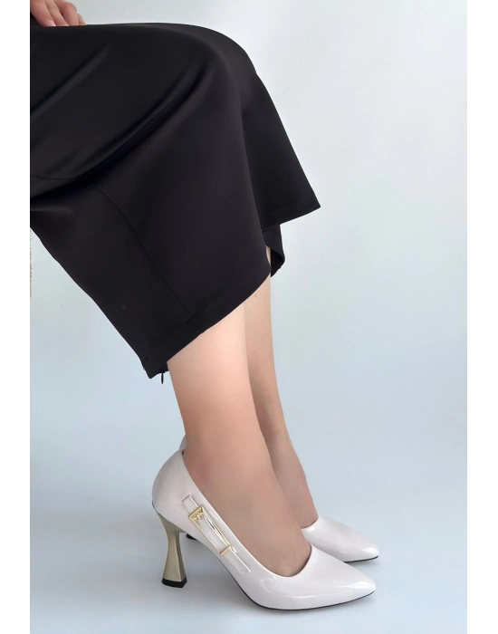 Motya Bej Rugan Topuklu Ayakkabı - Bamido