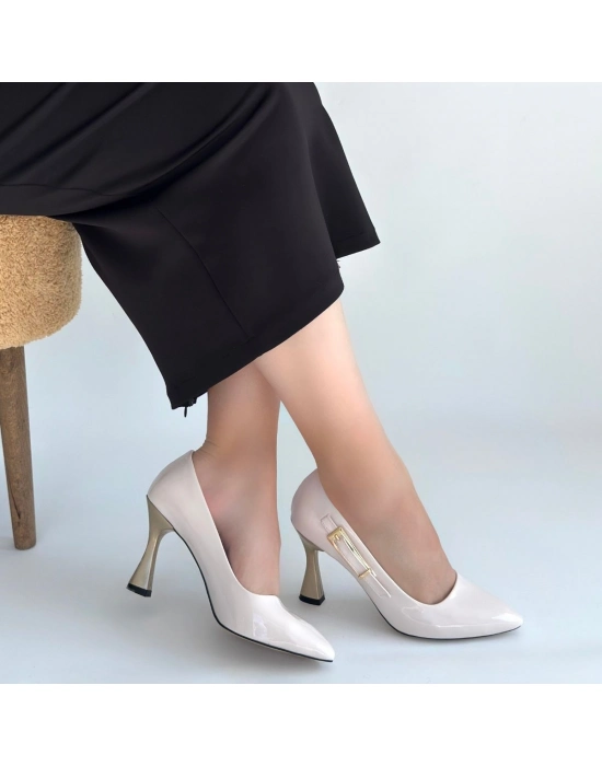 Motya Bej Rugan Topuklu Ayakkabı - Bamido