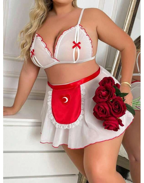 Özel Tasarım Büyük Beden Fantezi Hemşire Kostümü