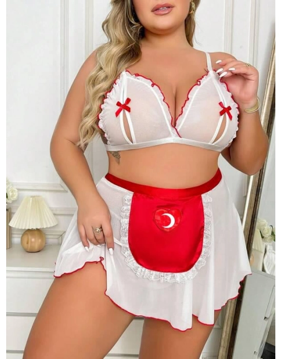 Özel Tasarım Büyük Beden Fantezi Hemşire Kostümü