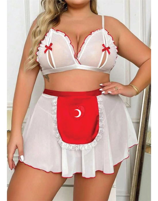 Özel Tasarım Büyük Beden Fantezi Hemşire Kostümü